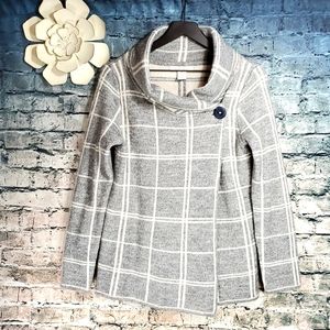 Ellen Tracy | Cottagecore Windowpane Plaid Wool Blend Car Coat Sweater